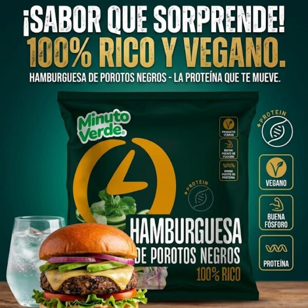 Hamburguesa de Poroto Negro Minuto Verde 30x100