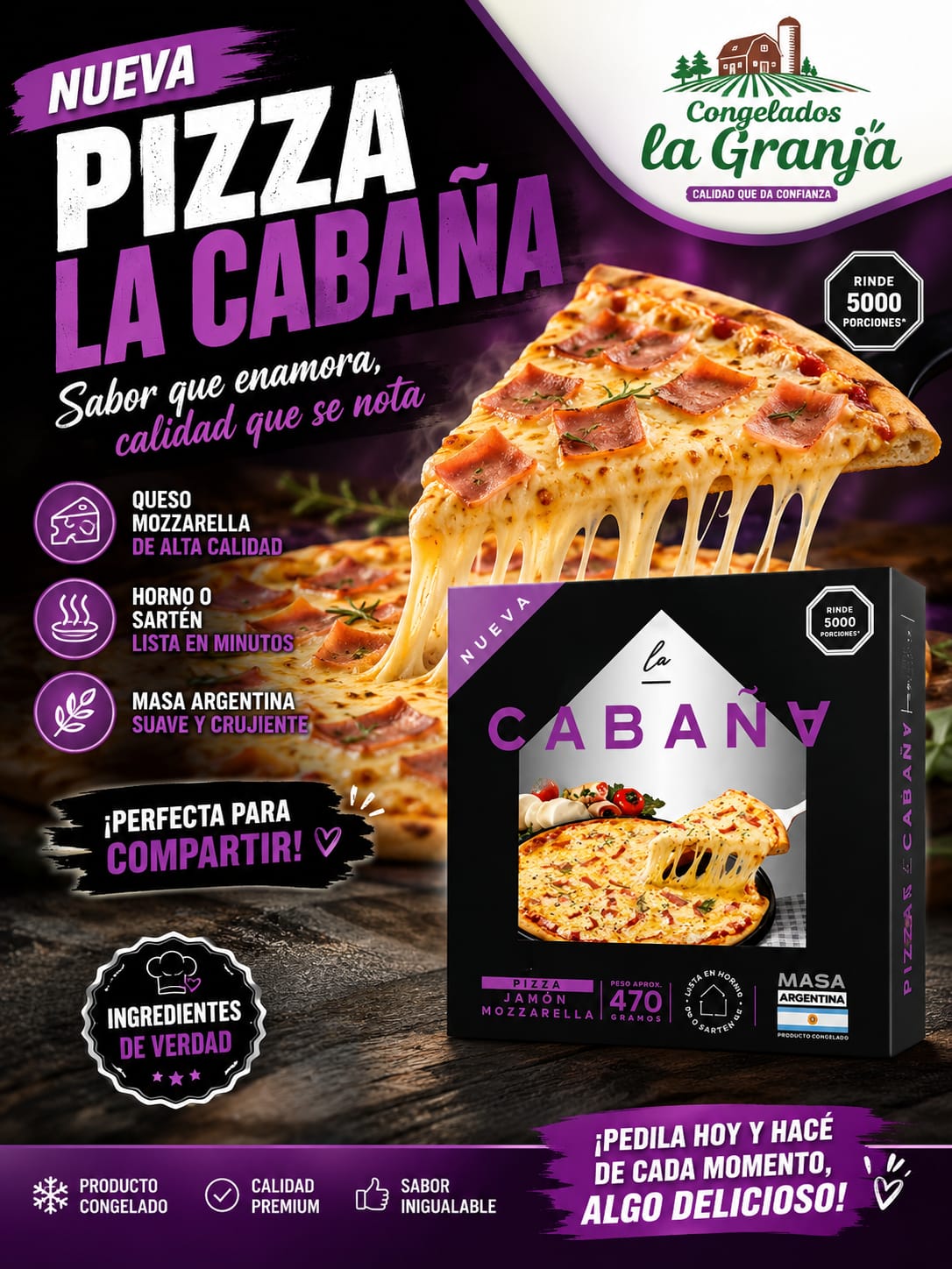 PIZZAS JAMON MOZZARELLA LC 6*470 GR