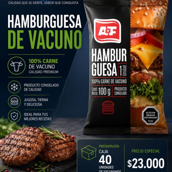 HAMBURGUESA DE VACUNO 40*100GR AYF